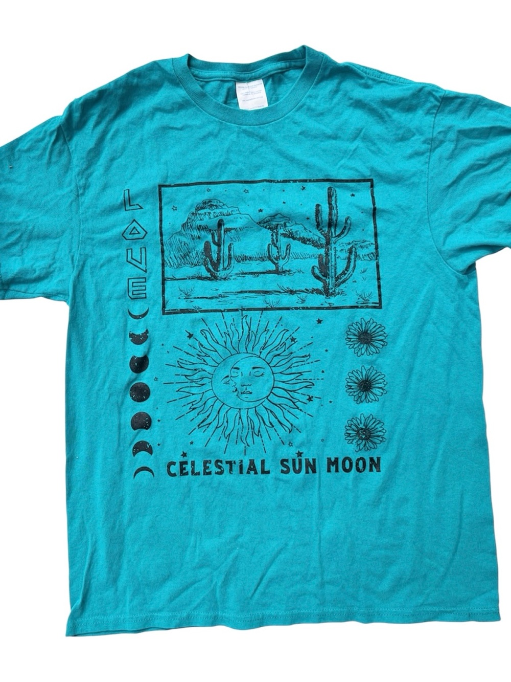 Boho Celestial Sun & Moon T Shirt Women’s M